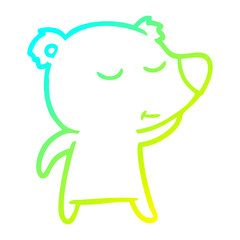 cold gradient line drawing happy cartoon bear