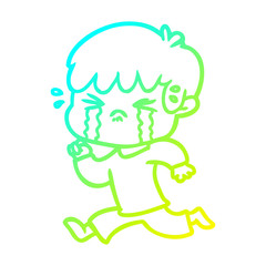 cold gradient line drawing cartoon boy crying