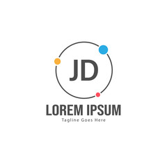 Initial JD logo template with modern frame. Minimalist JD letter logo vector illustration