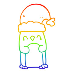 rainbow gradient line drawing cartoon penguin