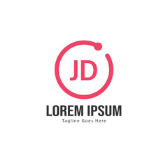 Initial JD logo template with modern frame. Minimalist JD letter logo vector illustration