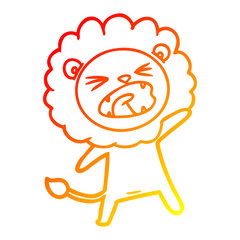 warm gradient line drawing cartoon lion