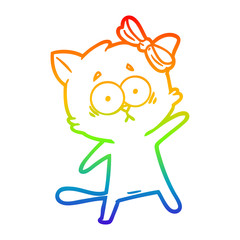 Fototapeta premium rainbow gradient line drawing cartoon cat
