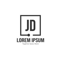 Initial JD logo template with modern frame. Minimalist JD letter logo vector illustration