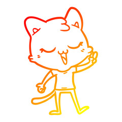 warm gradient line drawing cartoon cat