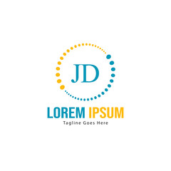 Initial JD logo template with modern frame. Minimalist JD letter logo vector illustration
