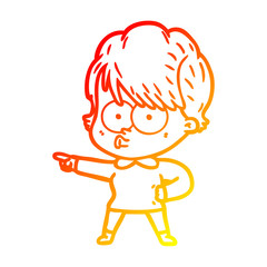 warm gradient line drawing cartoon woman