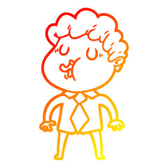 warm gradient line drawing cartoon man singing