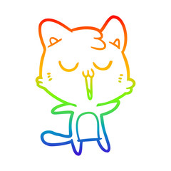 Obraz premium rainbow gradient line drawing cartoon cat singing