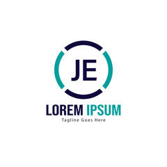 Obraz premium Initial JE logo template with modern frame. Minimalist JE letter logo vector illustration