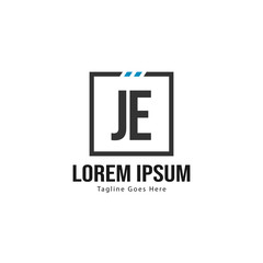 Obraz premium Initial JE logo template with modern frame. Minimalist JE letter logo vector illustration