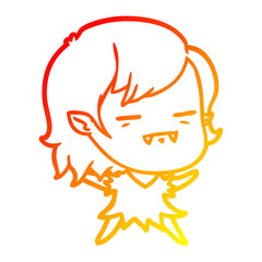 warm gradient line drawing cartoon undead vampire girl
