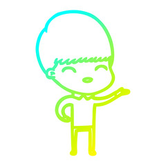cold gradient line drawing happy cartoon boy