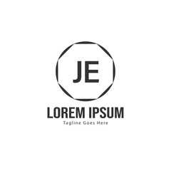 Initial JE logo template with modern frame. Minimalist JE letter logo vector illustration