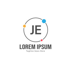 Initial JE logo template with modern frame. Minimalist JE letter logo vector illustration