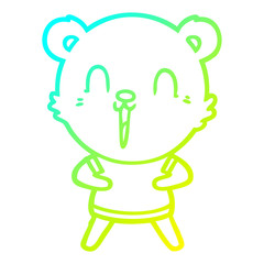 cold gradient line drawing happy cartoon bear