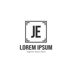 Initial JE logo template with modern frame. Minimalist JE letter logo vector illustration