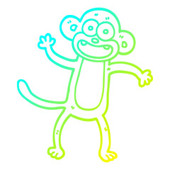 cold gradient line drawing cartoon waving monkey