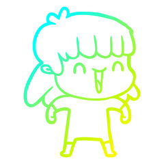 cold gradient line drawing cartoon worried woman