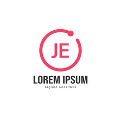 Initial JE logo template with modern frame. Minimalist JE letter logo vector illustration