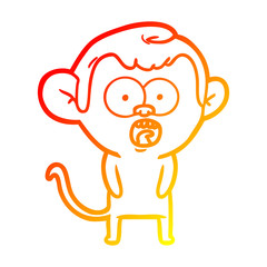 warm gradient line drawing cartoon shocked monkey