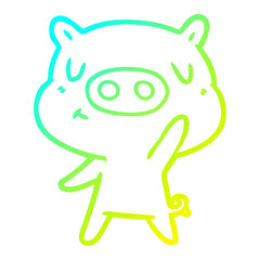 cold gradient line drawing cartoon content pig