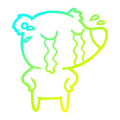 cold gradient line drawing cartoon crying polar bear