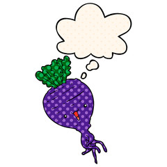 cartoon turnip and thought bubble in comic book style