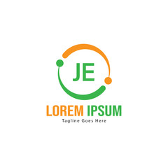 Initial JE logo template with modern frame. Minimalist JE letter logo vector illustration