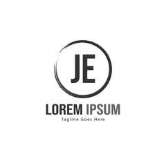 Initial JE logo template with modern frame. Minimalist JE letter logo vector illustration