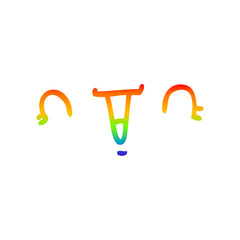rainbow gradient line drawing happy cartoon face