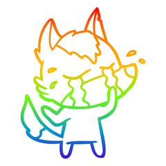 rainbow gradient line drawing cartoon crying wolf