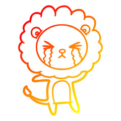 warm gradient line drawing cartoon crying lion