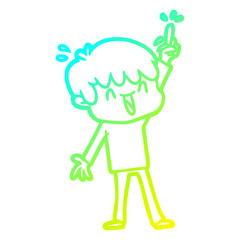 cold gradient line drawing cartoon laughing boy