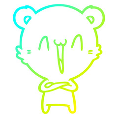 cold gradient line drawing happy bear cartoon