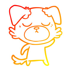 warm gradient line drawing cute cartoon dog
