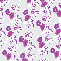 Fototapeta na wymiar Floral bouquet vector pattern with small flowers and leaves