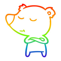 rainbow gradient line drawing happy cartoon bear
