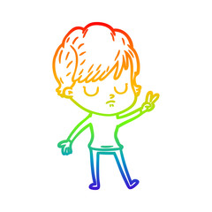 rainbow gradient line drawing cartoon woman