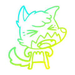 cold gradient line drawing angry cartoon fox