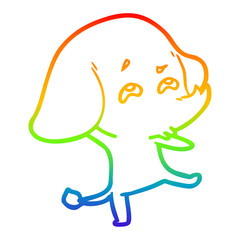 rainbow gradient line drawing cartoon elephant remembering