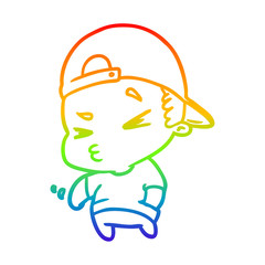 rainbow gradient line drawing cool kid