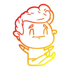 warm gradient line drawing happy cartoon man