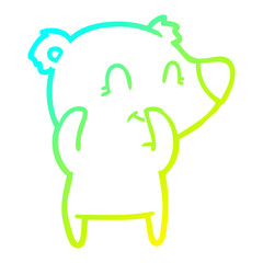 cold gradient line drawing giggling polar bear cartoon