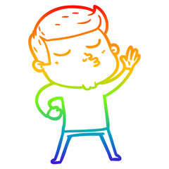 rainbow gradient line drawing cartoon model guy pouting