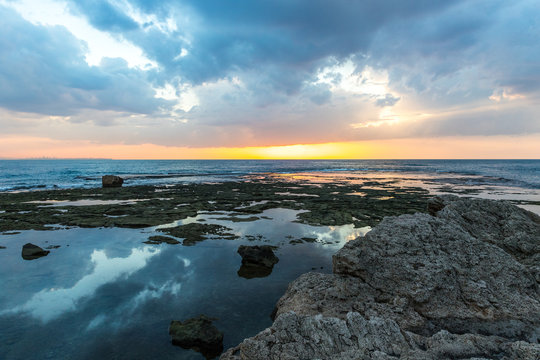 Sunset At The Coast Of Byblos In Lebanon