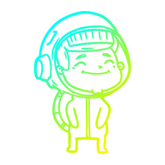 cold gradient line drawing happy cartoon astronaut