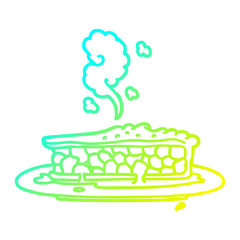 cold gradient line drawing cartoon blueberry pie