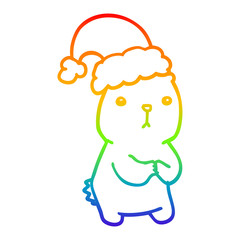 rainbow gradient line drawing cartoon christmas bear worrying