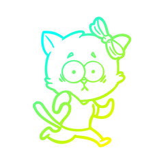 cold gradient line drawing cartoon cat